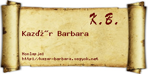 Kazár Barbara névjegykártya